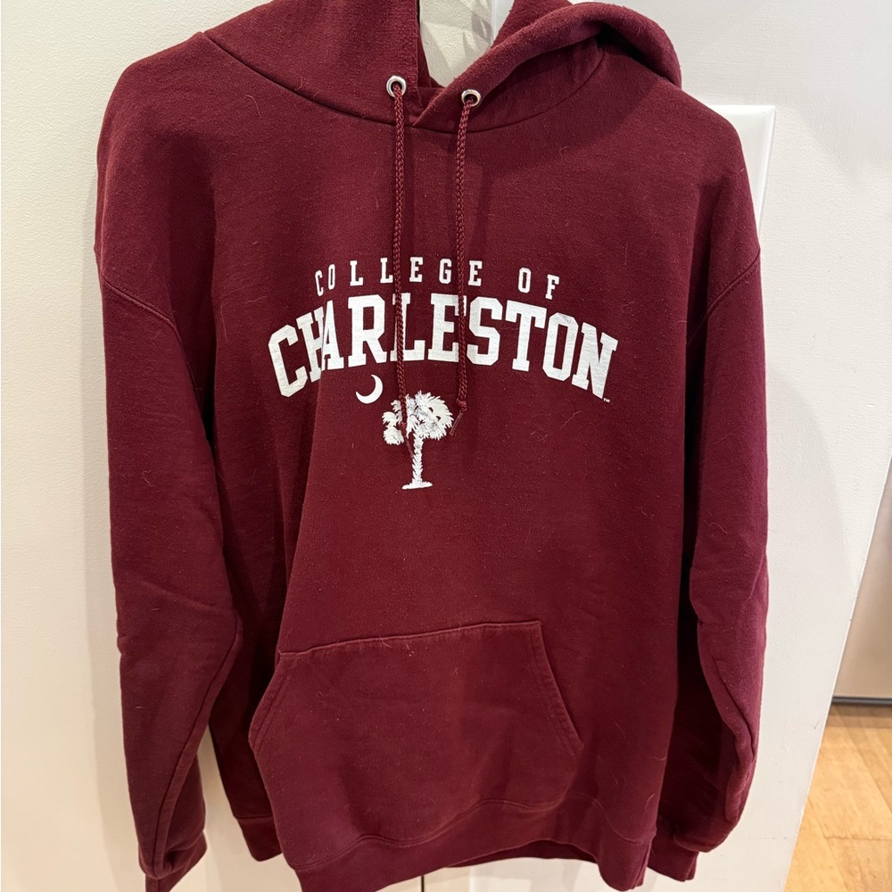 Champion Maroon Hoodie with White Logo Tag